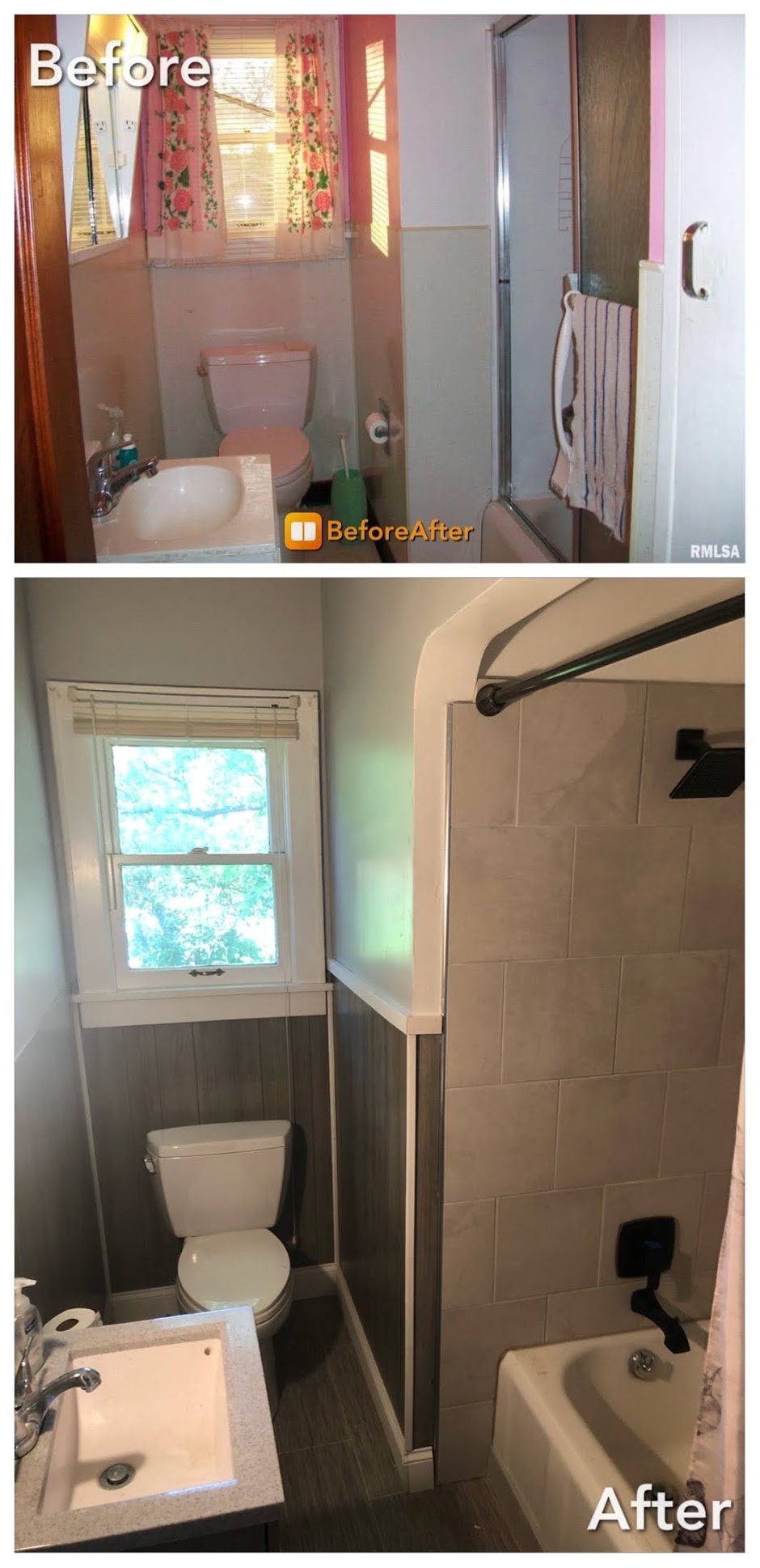 Finished before-and-after bathroom ready for final walkthrough and tenant handoff